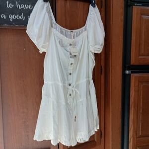 NWT Free People Ivory Button-Down Romper Large